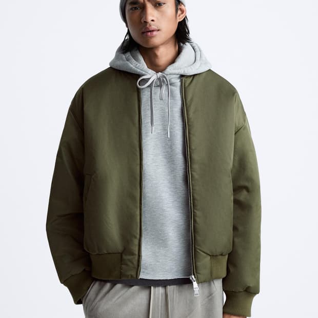 [새상품] 자라 퀼티드 오버사이즈 봄버 자켓 카키 MA-1