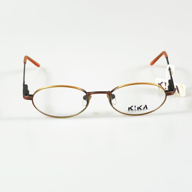 90s KIKA 브라운&골드 슬림 오벌 프레임 빈티지 안경