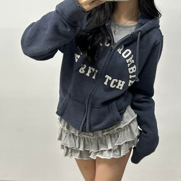 아베크롬비 y2k 네이비 스웻 후드집업 희귀져지(M)