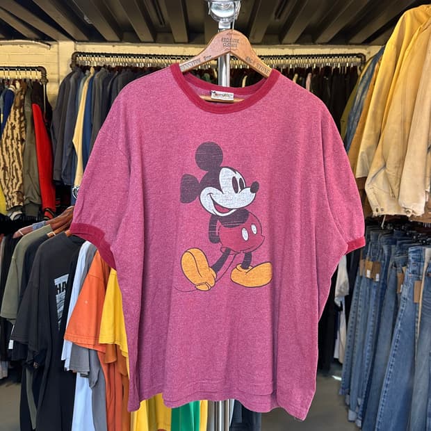 디즈니 미키마우스 프린팅 링거 티셔츠