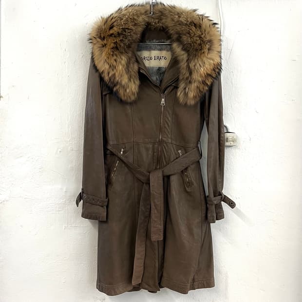 조르지오 브라토 폭스퍼 램스킨 레더 코트