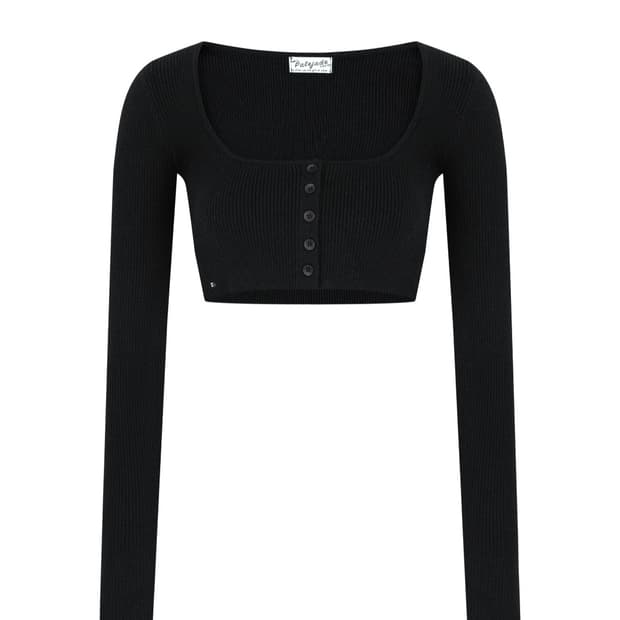 (택O) 페일제이드 버튼 볼레로 니트 가디건 블랙