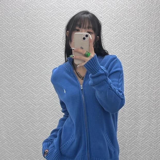 폴로 랄프로렌 스포츠 레트로 비비드블루 니트 가디건 XL C08658