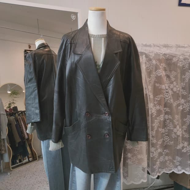 양가죽 오버핏 블랙레더자켓(Japan made)