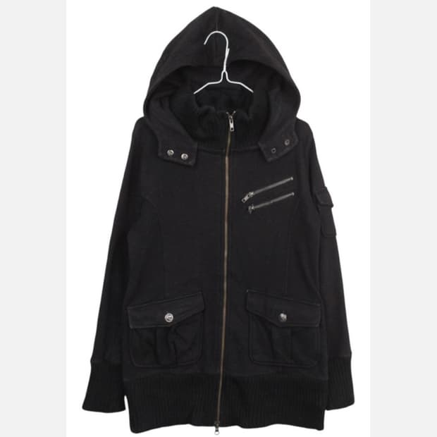 백넘버 여성 포켓 하이넥 슬림핏 후드집업