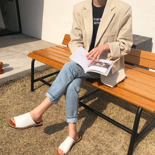 가내스라(ganaesra) 오디네르 헤링본 린넨자켓 프리사이즈 새상품