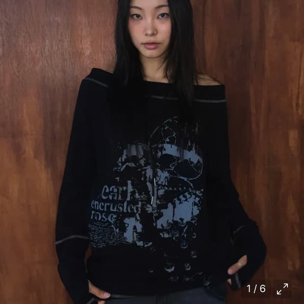 팬시클럽 펄 로즈 오프숄더 (BLACK)_F24ZB072 