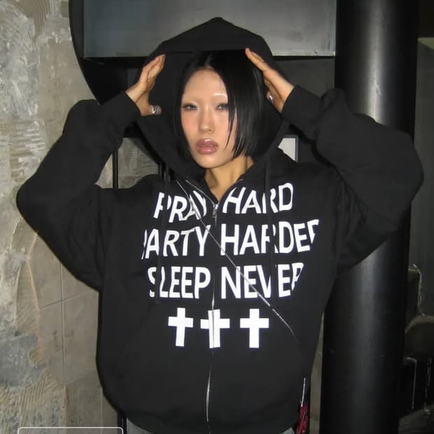 OY  PRAY HARD HOODIE ZIP UP