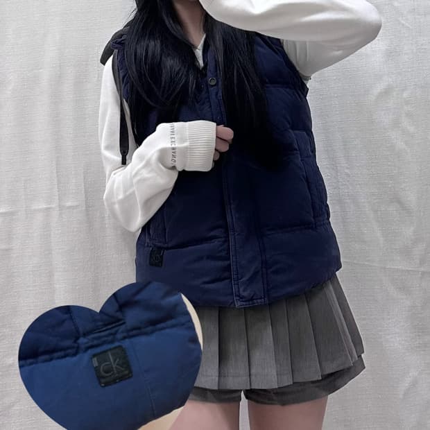 캘빈클라인 후드탈부착 조끼패딩