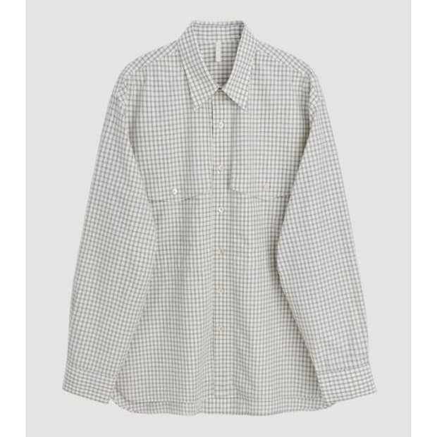 선플라워 체크 노트 셔츠 오프 화이트