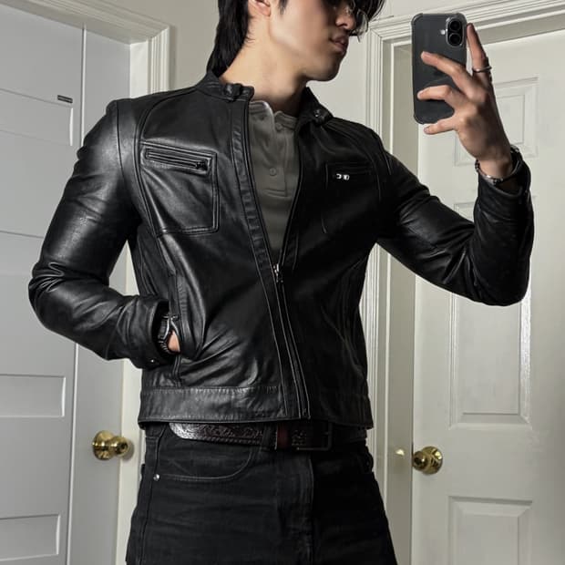 레더 바이크 자켓 양가죽 100%