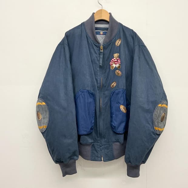 90s JPN 칼헬무트 럭비베어 블루종 자켓