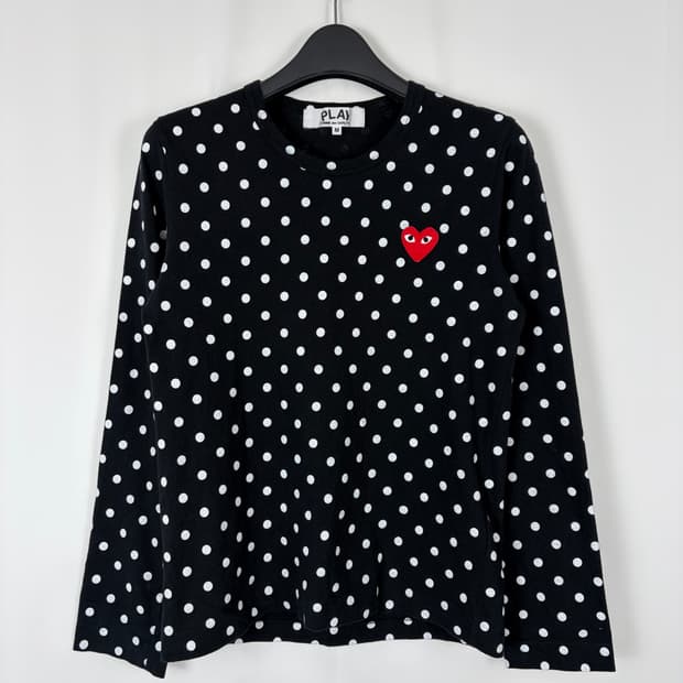 a280) 꼼데가르송 레드와펜 도트 롱슬리브