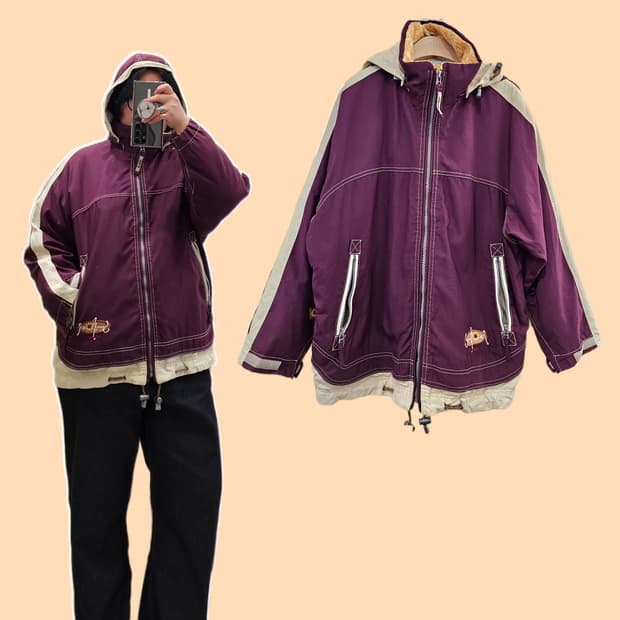 90's ellesse sunflower 퍼플 소프트쉘 후드자켓