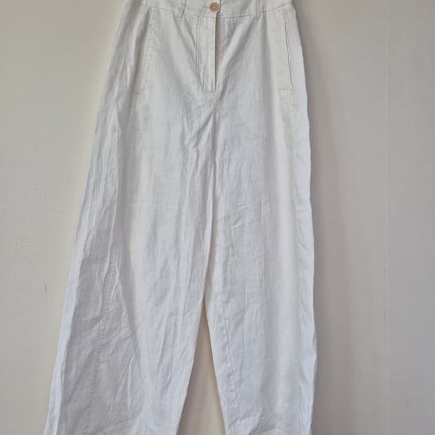 코스 화이트 린넨 팬츠
