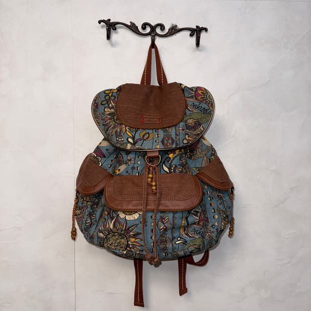 Sakroots blue ethnic multi pocket 백팩