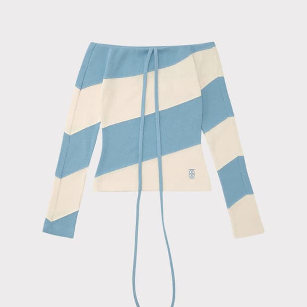 Kijun 스트라이프 오프숄더