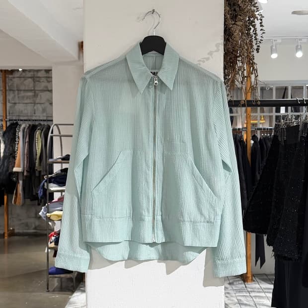 mm6 민트 시어서커 카라 집업 자켓