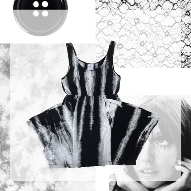 빈티지 블랙앤화이트 타이다이 원피스