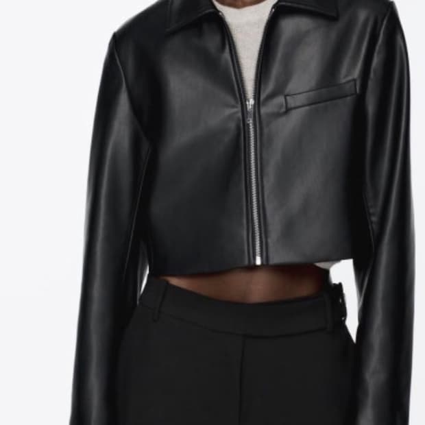XS ) 자라 여성 크롭 가죽 자켓