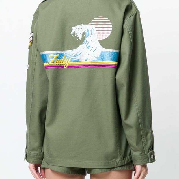 쟈딕앤볼테르 카키 야상 밀리터리 자켓 웨이브 자수