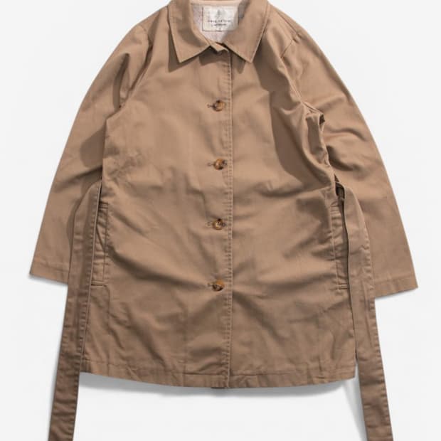 Navy natural cotton mac coat