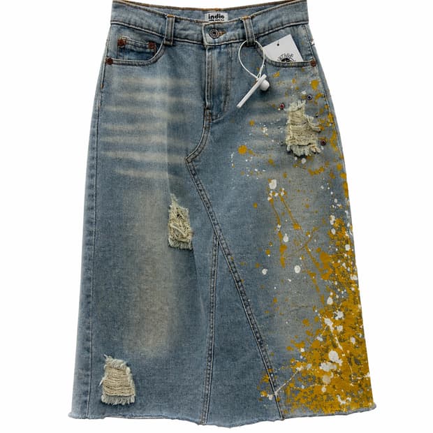 indio 빈티지 페인팅 데님 스커트 1784