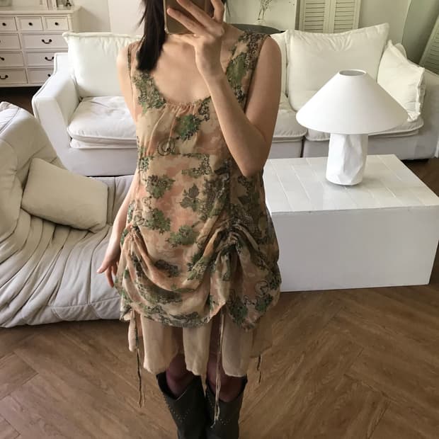 vintage pattern string one-piece