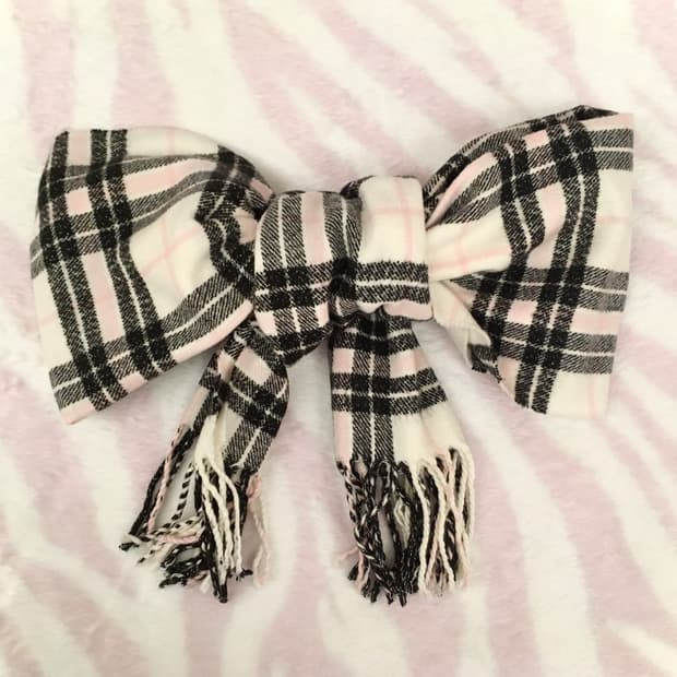 히메갸루 흰핑 블핑 체크 머플러 목도리