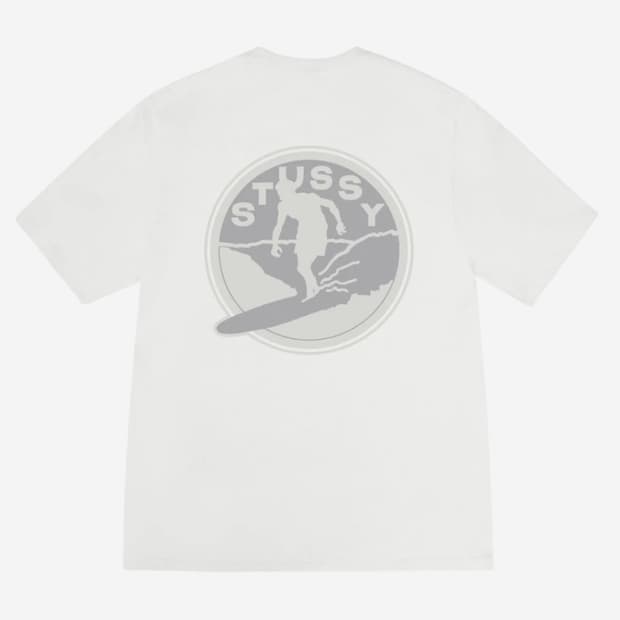 [L] 스투시 서프 클럽 티셔츠 피그먼트 다이드 화이트
