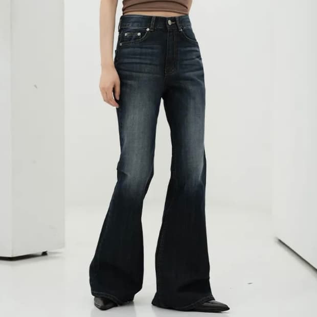 블랙업 워싱 부츠컷 데님 팬츠 S