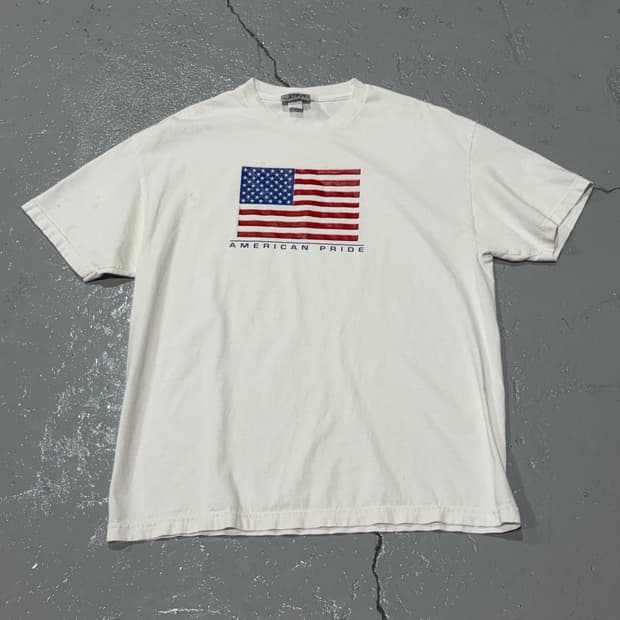 성조기 AMERICAN PRIDE USA 빈티지 화이트 반팔 티셔츠