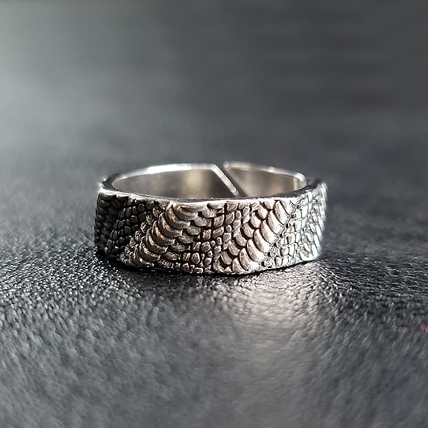 Bark 실버 남자 엔틱 빈티지 명품 고대 비늘 스네이크 반지