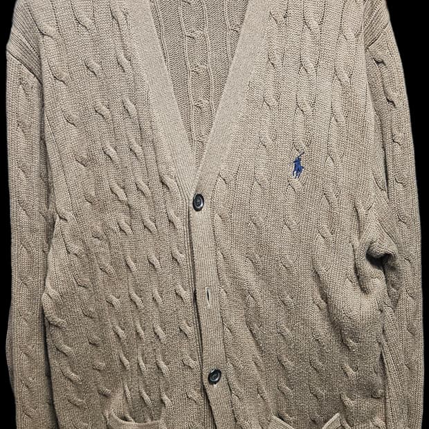 폴로 케이블 코튼 브이넥 가디건(XL)