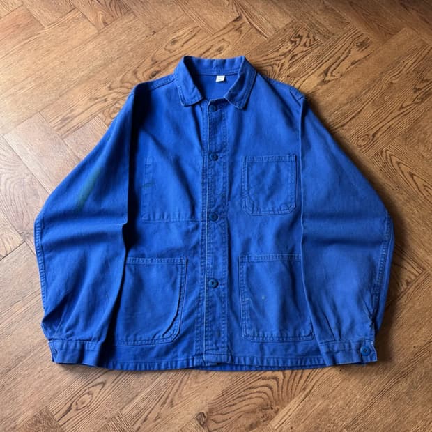 [M]Made in France 빈티지 3포켓 잉크블루 프렌치 워크 자켓