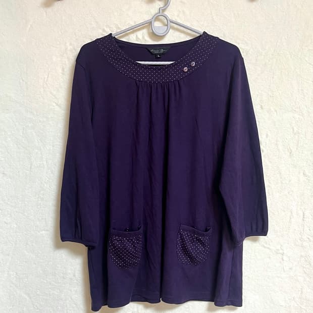 빈티지 퍼플 도트 원피스