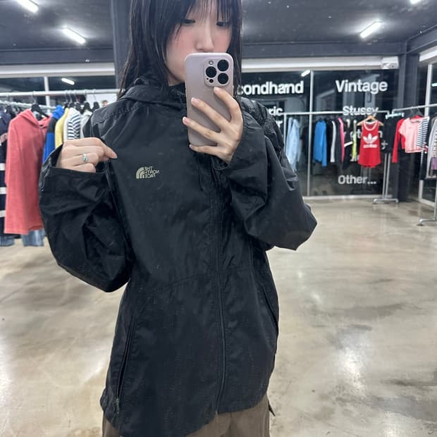 노스페이스 블랙 후드 바람막이 자켓