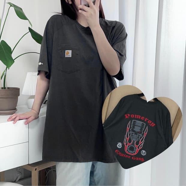 칼하트 챠콜 FORCE 포켓 백프린팅 반팔티 [ RELAXED FIT X