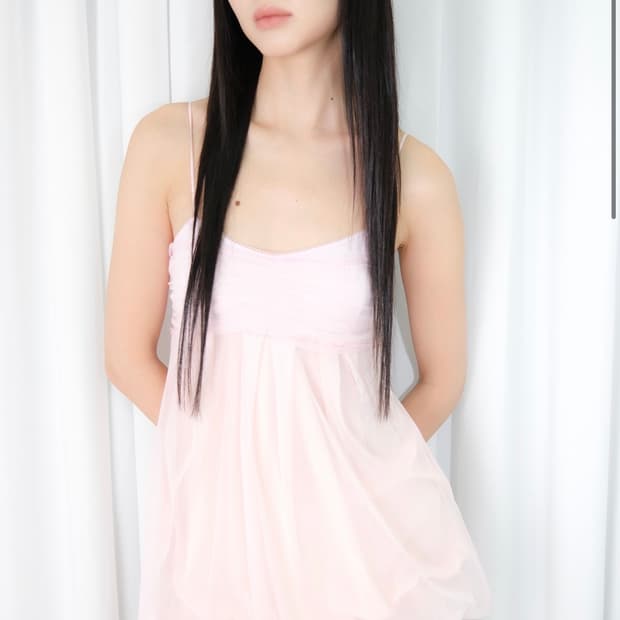 루즈슬립오버 Mesh Fluff Mini Top