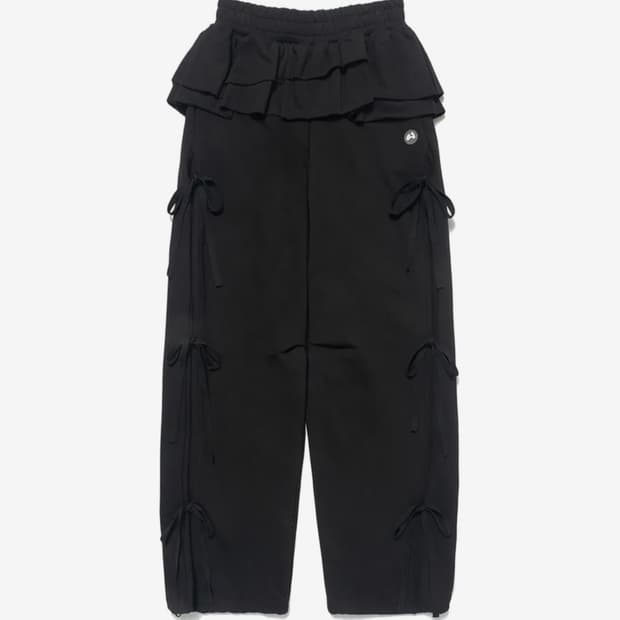 허그유어스킨 HugYourSkin 프릴 스커트 조거팬츠 블랙