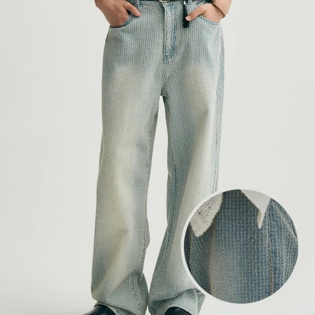 노이어 데미지 스트라이프 데님 50