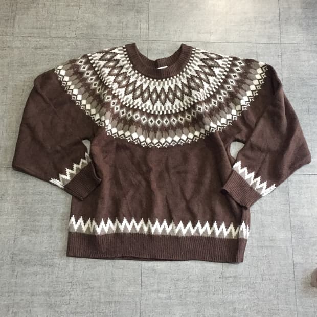 일본빈티지 Chipclip 올드스쿨아메카지 혁오풍 노르딕니트스웨터
