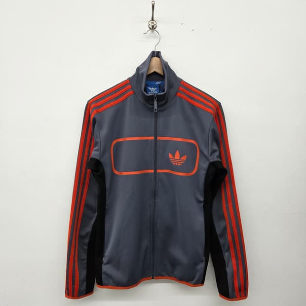 아디다스 삼선 트랙탑 그레이/오렌지 여성 L
