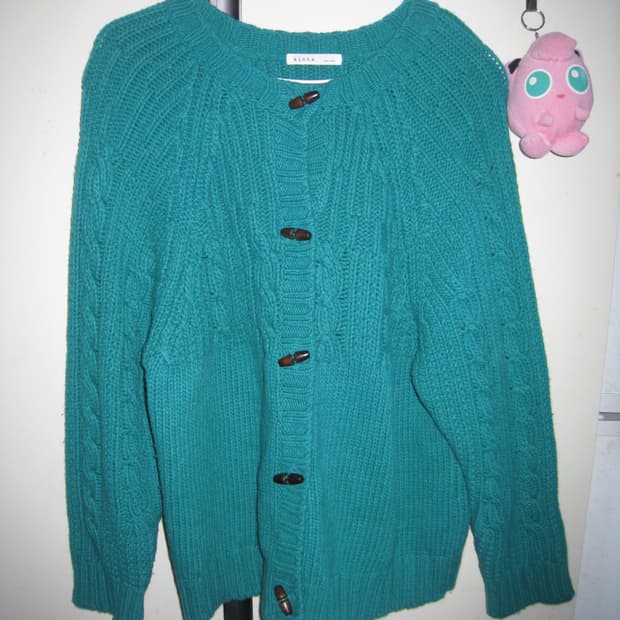 빈티지 청록 떡볶이 니트 가디건