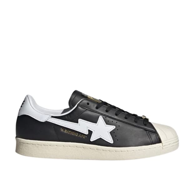 택포) 아디다스 x 베이프 슈퍼스타 80s 코어 블랙 오프 화이트 255