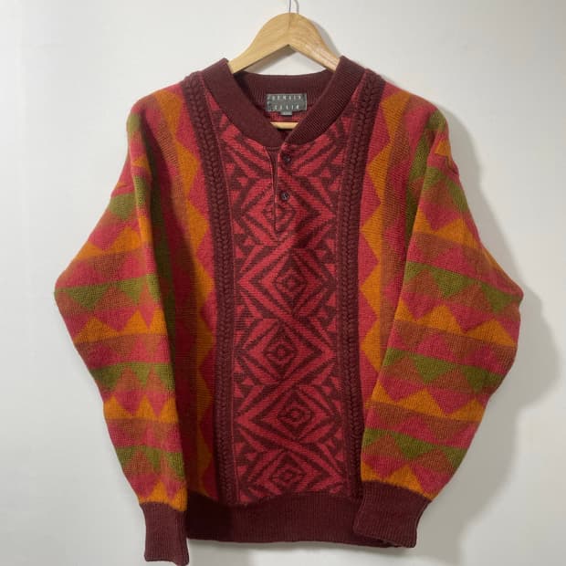 일본빈티지 기하학 패턴 니트 M - K17