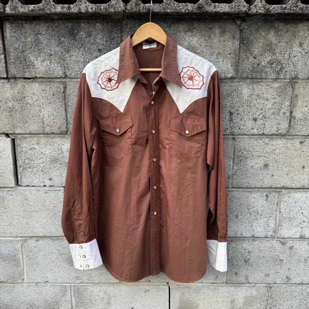 70s myrna snow 빈티지 자수 웨스턴 셔츠