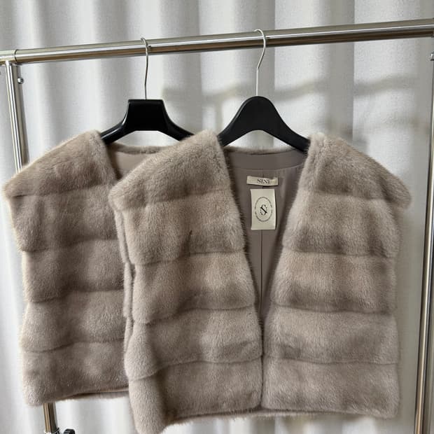SINI 사가 천연밍크 베스트 (그레이) - 미착용 새상품