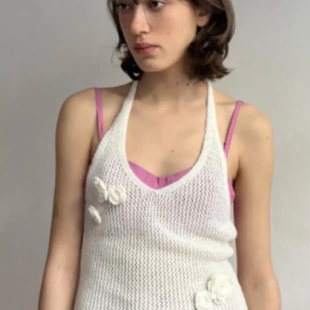 sinoon 시눈 플라워 홀터넥 니트 베스트 조끼