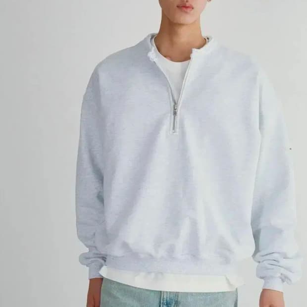 렉토 로우 엣지 카라 스탠드 하프집업 맨투맨 그레이 os